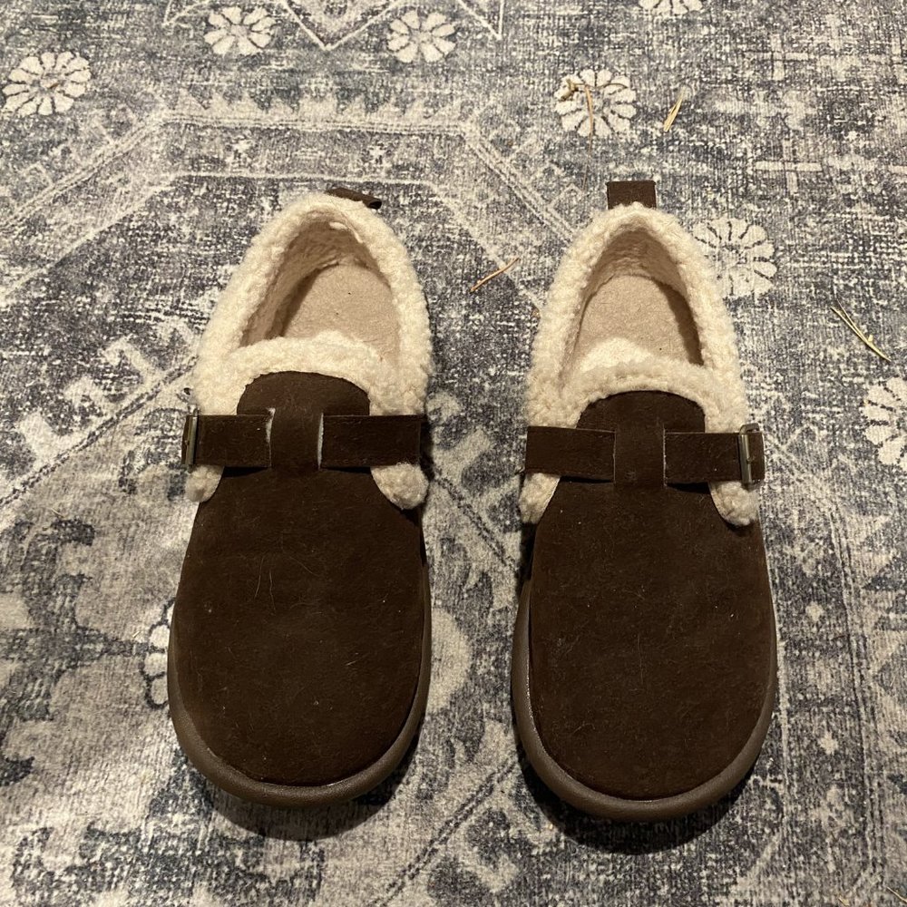 Slides - Uggh like warm fuzzy shoe in Brown or Tan